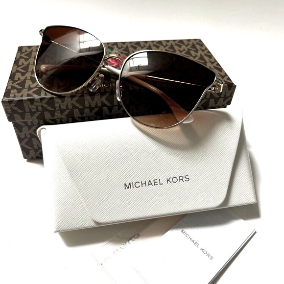 New in Case Original MICHAEL KORS Salt Lake City Sunglasses Gold Metal MK1120 - Picture 1 of 11
